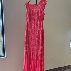 Betsy & Adams Elegant Peach Lace Dress